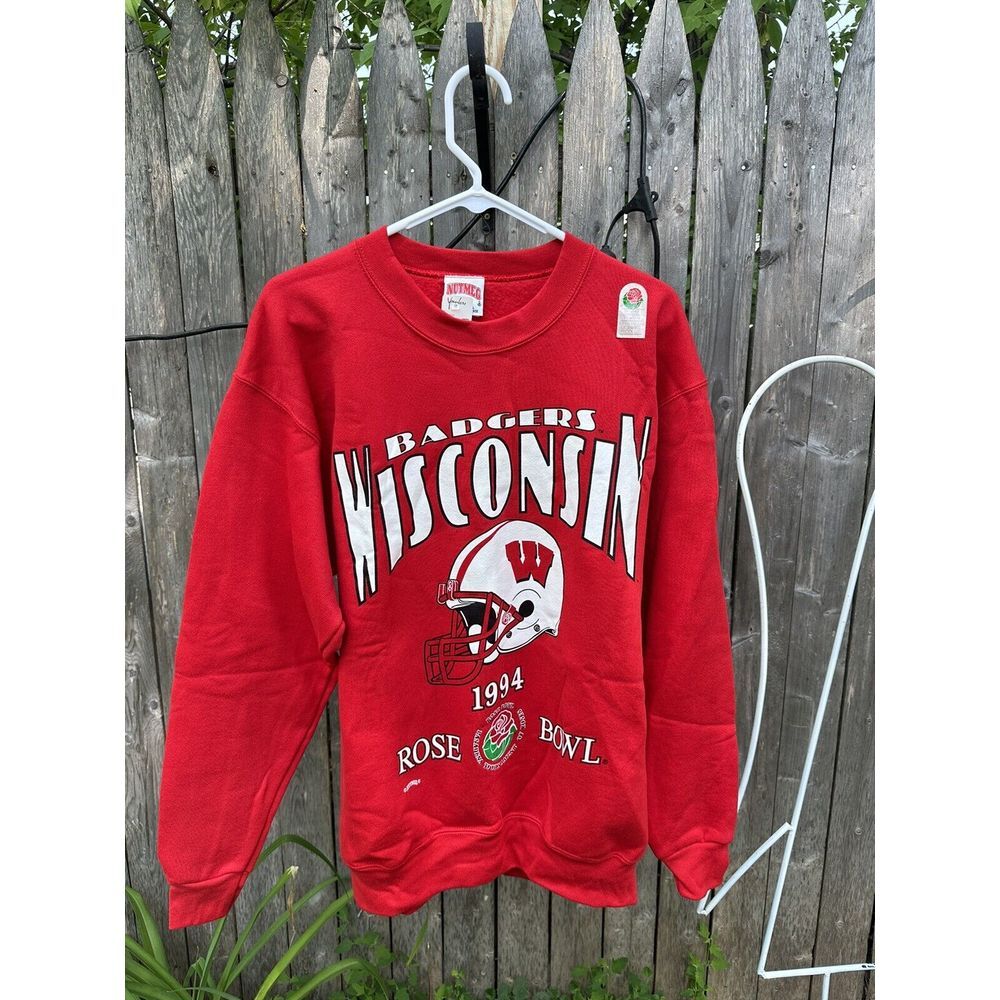 Vtg NEW NWT WISCONSIN BADGERS Football NCAA Sweatshirt Mens Large Rose Bowl RARE